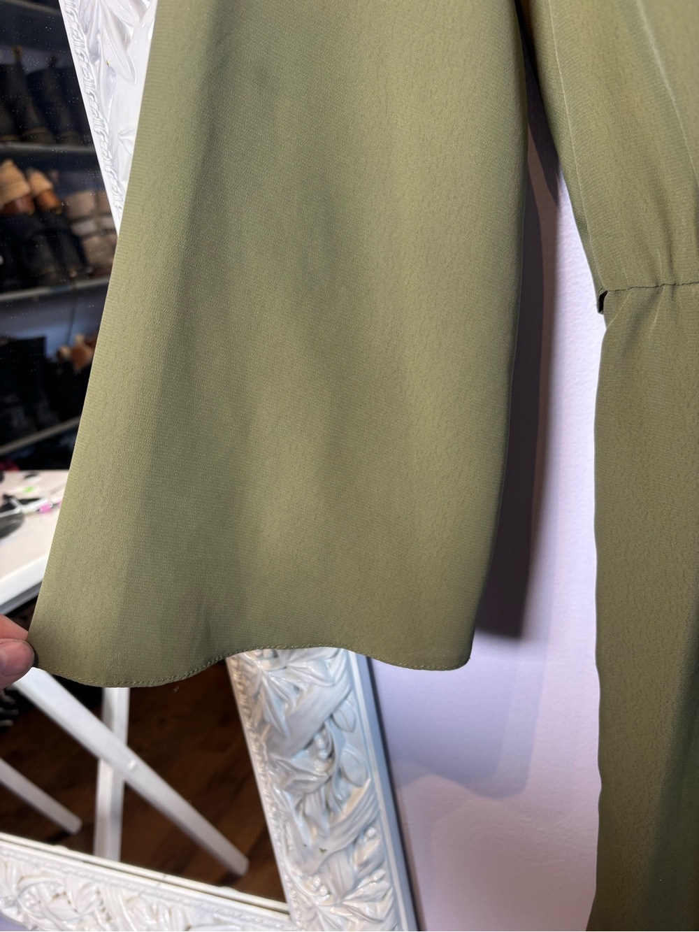 Topshop Olive Tie-Front Long Sleeve Dress - Picture 6 of 6